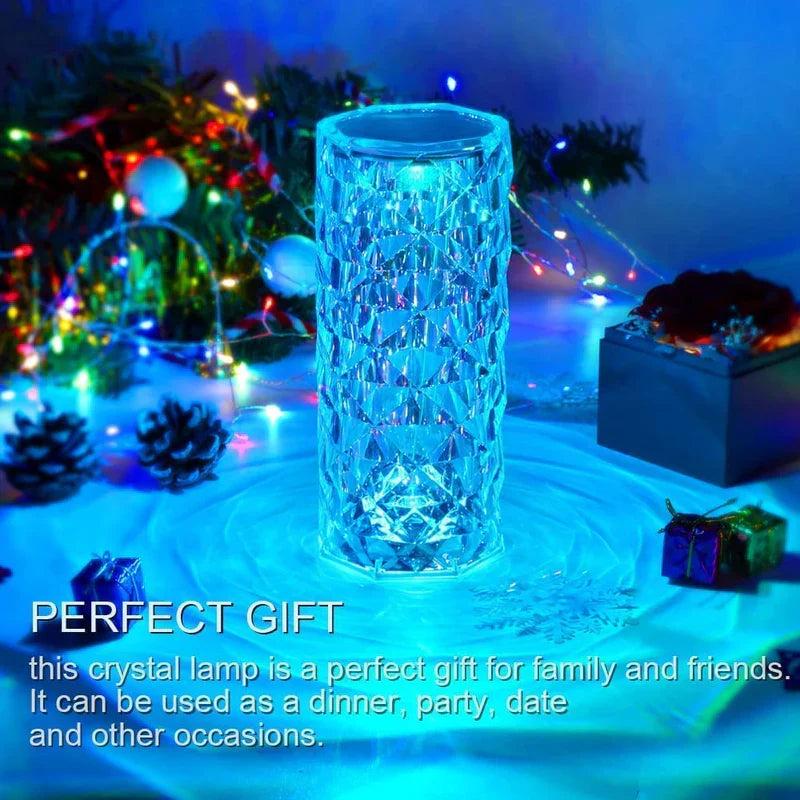 Crystal Table Lamp-Rose Light Diamond Lamp | 16 Colors Changing with Remote Control USB Rechargeable Rose Light