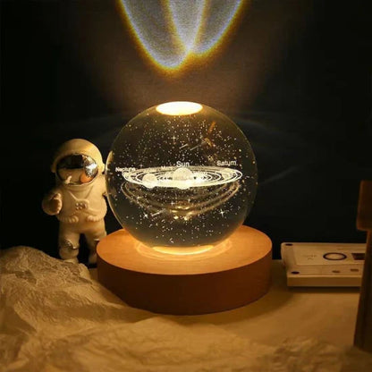 Crystal Ball Night Light Glowing Planet Galaxy Astronaut 3d Moon Table Lamp Usb