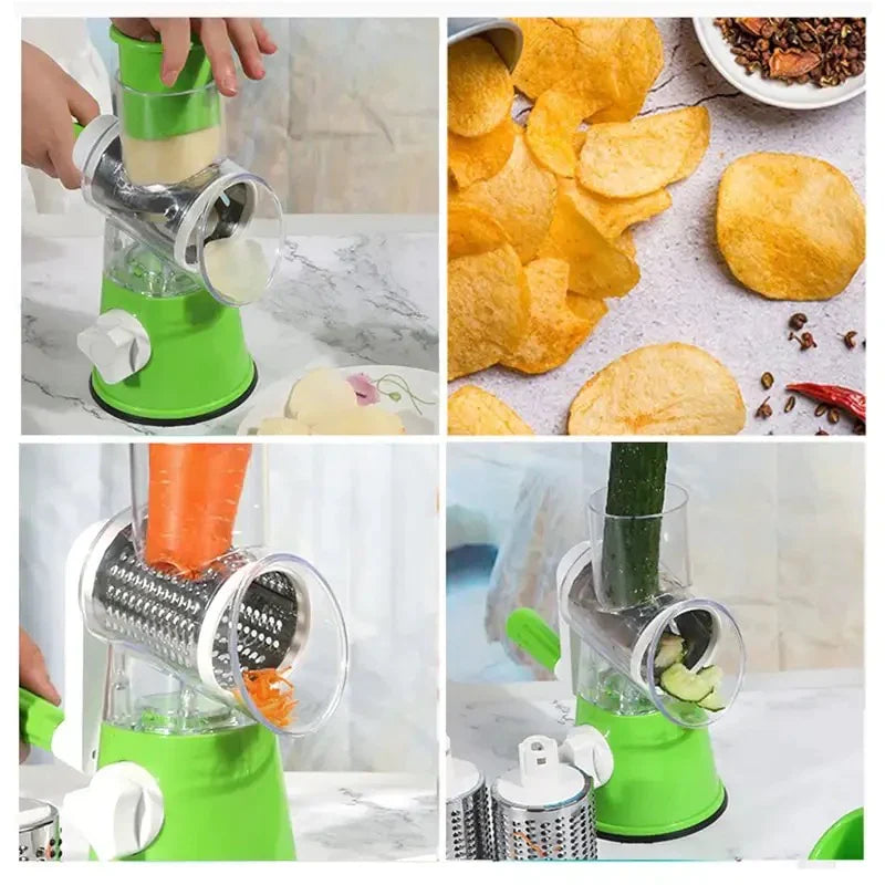 3 In 1 Manual Rotary Cheese Grater Multifunctional Drum Vegetable Cutter Slicer Potato Chopper Mandoliner Kitchen Accessories Set