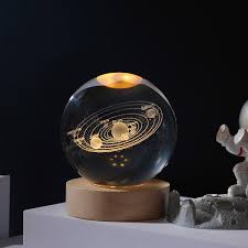 Crystal Ball Night Light Glowing Planet Galaxy Astronaut 3d Moon Table Lamp Usb